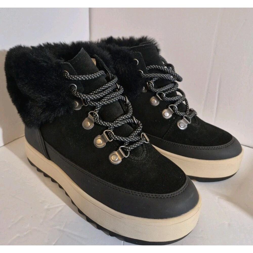 Koolaburra by UGG Tynlee 1114733-BLK Boots Womens US 6 Black Faux Leather ZAP793